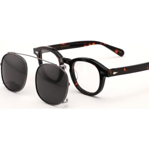 Johnny Depp Glasses men Clip On Sunglasses Polarized Lens women Brand Vintage Acetate Glasses Frame Top Quality