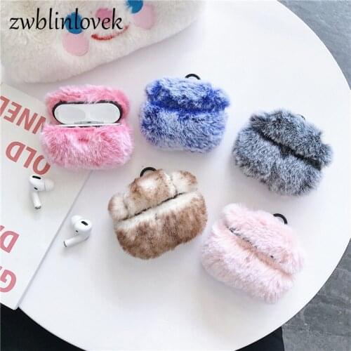 For AirPods1 2 Pro 3 Pompom Plush Apple Bluetooth Wireless Headset Protective Cover Soft Case With Hook Keyring Keyring