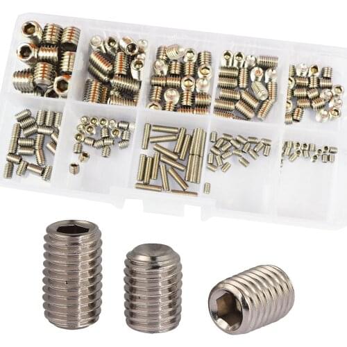 Set Grub Hex Socket Head Cap Screw Metric Thread Headless Hexagon Allen Bolt Assortment Kit Set Stainless Steel M3 M4 M5 M6 M8