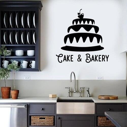 Cake Shop Wall Sticker Bakery Vinyl Decal Oven Stickers Bakeshop Kitchen Bakehouse Decoration Bread Cake Pie Decor Removable