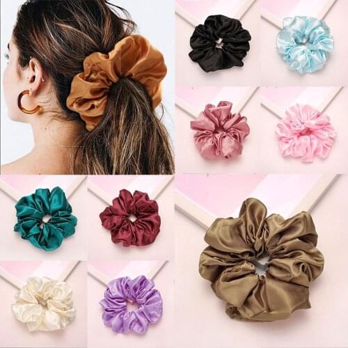 Oversized Scrunchies Smooth Silky Hair Rope Elastic Hair Rubber Bands Solid Hair Tie Ring Ponytail Holder Women Hair Accessories