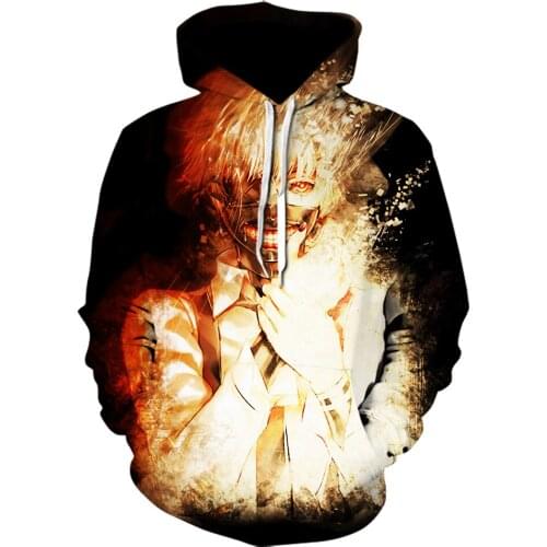 2021 new anime Japan 3D printed hoodies Tokyo Ghoul men/women Pullover high quality design Sweatshirt teens Personality Jacket
