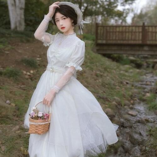 Japanese sweet palace princess lolita dress vintage elegant high waist cute victorian dress kawaii girl gothic lolita op loli