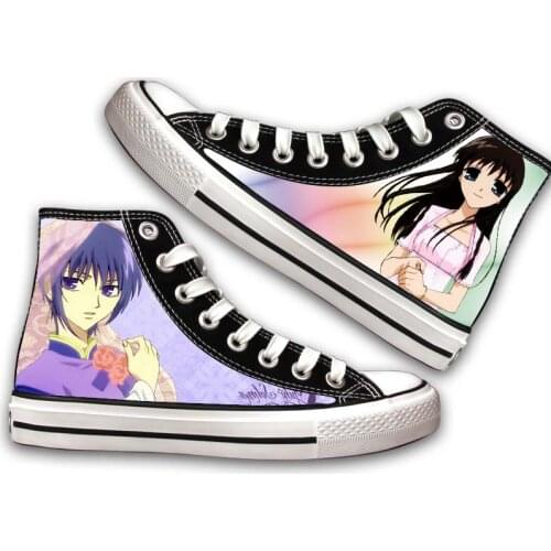 Unisex Anime Fruits Basket Casual High Canvas Shoes Honda Tooru Soma Kyo Yuki Kagura Preppy Flat plimsolls duck shoes Sneakers
