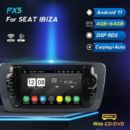 PX5 Android 11 For Seat Ibiza 2009-2012 2013 Car Stereo Radio Multimedia Player 8 Core DSP RDS Video 2Din GPS Navigation Carplay