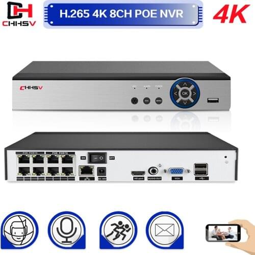Face Detection 8 Channels IP Network Video Recorder 4K POE NVR 16CH CCTV NVR Recorder 8CH 4K For IP Camera Security System XMEYE