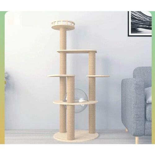 Cat Rack Cat Climbing Frame Solid Wood Small Cat Grabbing Pole Pet Toy Space Cabin Cat Nest Cat Platform Cat Tower