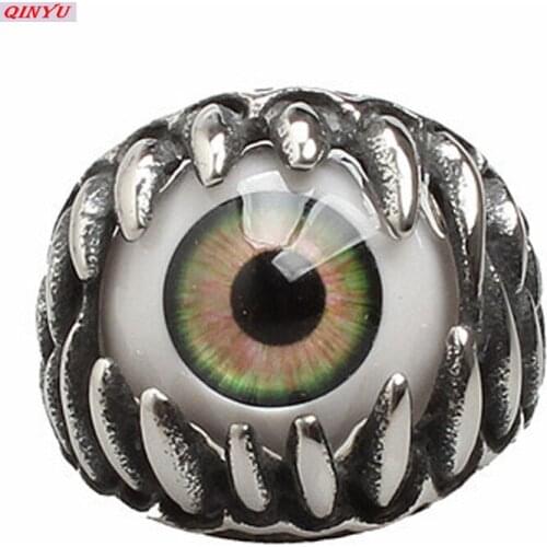 1Pcs Halloween Decoration Stainless Steel Ring Creative Hot Sale Punk Dragon Claw Blue Evil Eye Skull 5Z-HH043