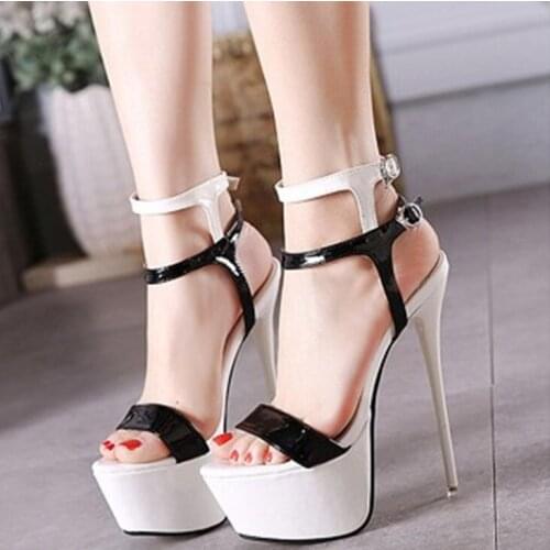 New 2021 Summer Fashion Sandals Sexy Open Toe 16CM High Heels Party Dress Wedding Nightclub Women Shoes Black Red