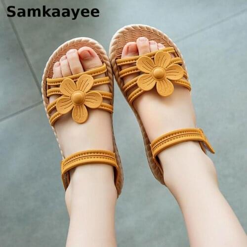 2-18y Kids Sandals Children Shoes Summer Girls Princess Shoes Flowers Bowknot Breathable Hollow Solid Anti-Slip Beach Footwear 1