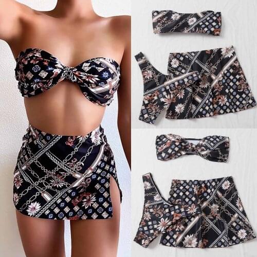 Womens swimsuit Sexy Print Stitching Womens bathing suits Split 3-Piece Monokini Female Beachwear womens swimwear 2021 #03