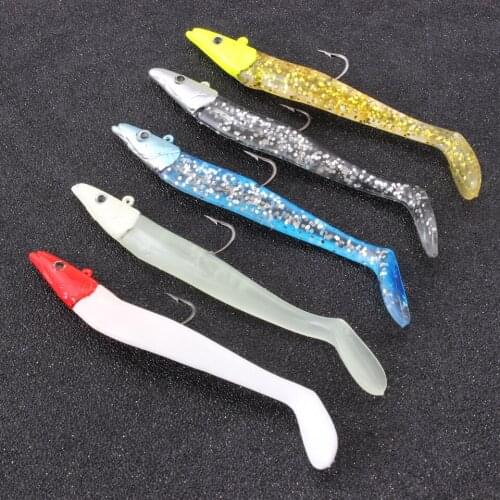1pcs 12cm 19.4g Swimbaits 5 colors Minnow Action Soft Pro Fishing Tackle Deepwater Lead head Grubs Fish shape Lure