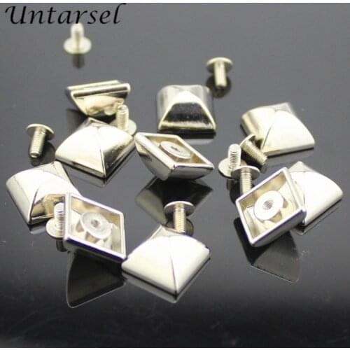 10pcs 14*14mm Square Metal Screw Rivet For Backpack DIY Punk Pyramid Studs Easy Fix Leathercrafts Accessories Remachadora Manual