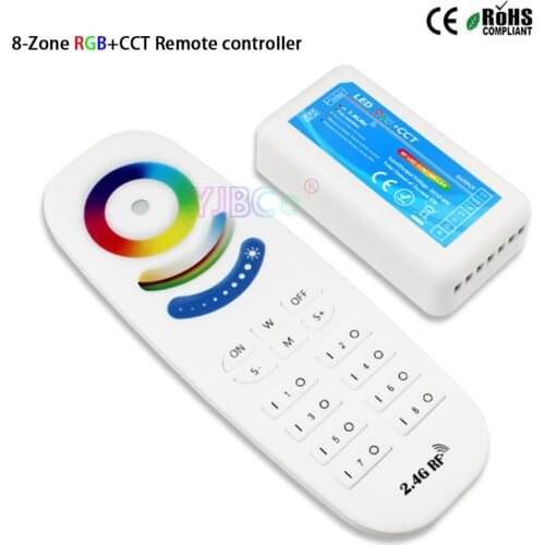 2.4G 8 Zones RGB+CCT Touch Controller 4A*5CH DC12V 24V 5 channel RGBWC dimmer with receiver for led strip light led modules