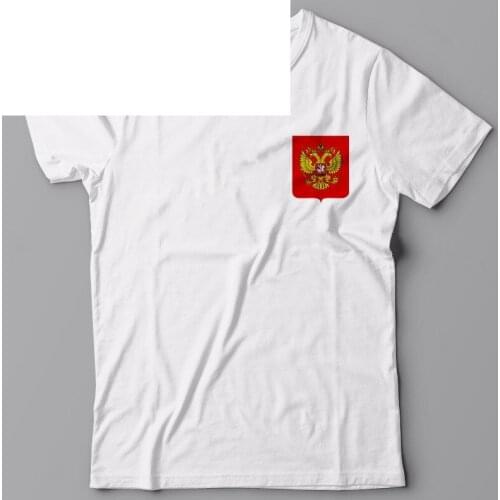 2019 New Arrival Summer Mens Tee Tops Russian Eagle T-Shirt Coat of Arms Flag Printed on The Chest - Russia Cccp Casual T Shirts