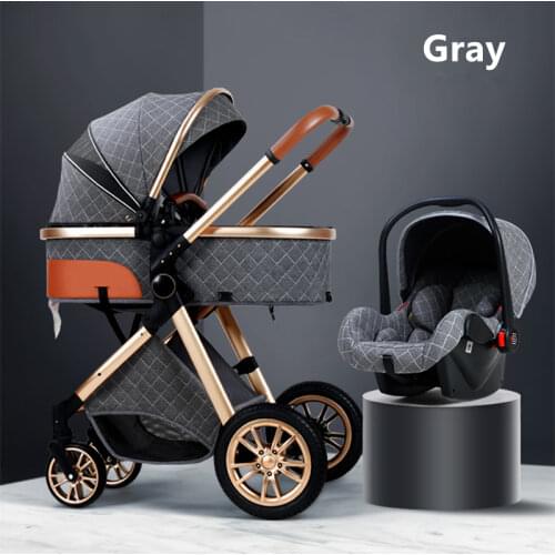 2020 Luxury Baby Stroller 3 in 1 with Car Seat Portable Reversible High Landscape Baby Stroller Hot Mom Stroller Travel Pram