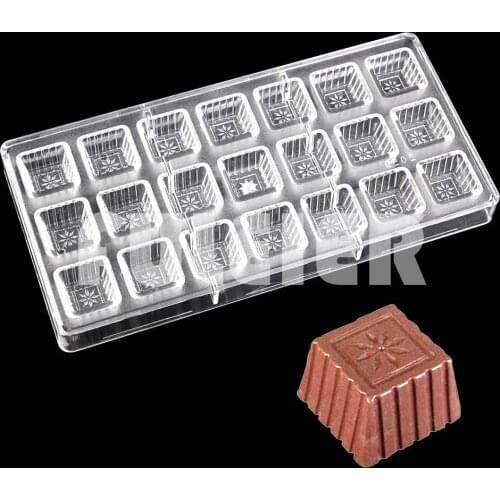 3D Cube Shape Polycarbonate Chocolate Mold Confectionery Tool Baking Pastry Bonbon Candy Mould Bakeware Cake Mould