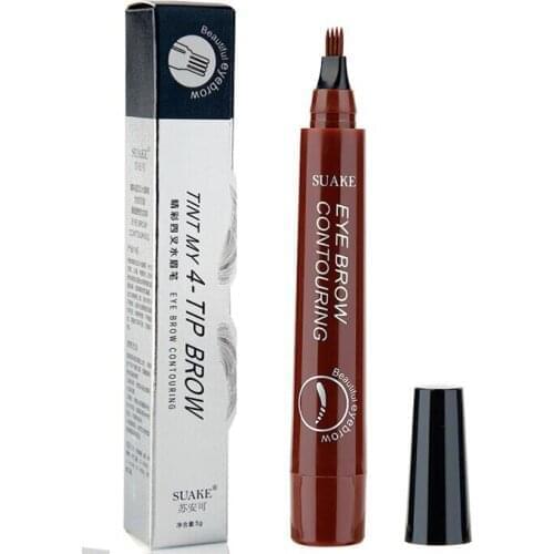 4 Color Patented Microblading Eyebrow Tattoo Pen 4 Head Fine Sketch Fork Tip Eyebrow Tattoo Tint Pen Liquid Eyebrow Gel Makeup