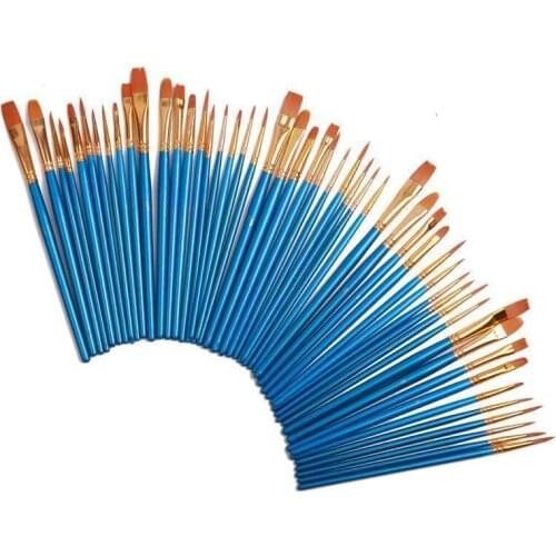 50Pcs Detail Paint Brush Set Professional Synthetic Short Handle Brush Art Brush Supplies Watercolor Oil Paint Brush Set