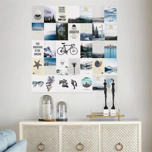 50Pcs Nordic Series Aesthetic Winter Snow Forest Wall Collage Dandelion Kit for Boys Wall Art Chic Prints Bedroom Decoration