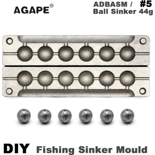 AGAPE DIY Fishing Ball Sinker Mould ADBASM/#5 Ball Sinker 44g 6 Cavities