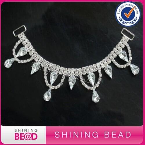 Free Shipping 50pcs/lot Water Drop Crystal Rhinestone Bikini Connectors Silver Metal Chain With Acrylic