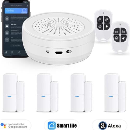 Wireless Alarm System Wireless Burglar Security Alarm Tuya Smart Life Voice Control Garage Alarm System With Motion Sensor Kit