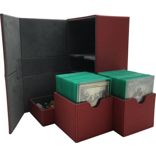 Large Size Mtg Pokemon Yugioh Deck Box Card Case Binder Board Game Holder: Red Color 200