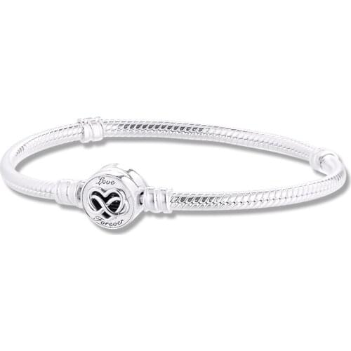 CKK Bracelet Sterling Silver Heart Infinity Clasp Original Bracelets for Women Feminina Masculina Pulseras Mujer 925 Jewelry