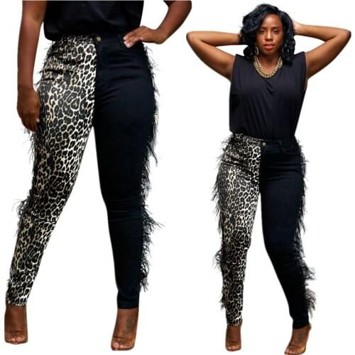 Womens Autumn Winter New Feather Color Matching High Elastic Pants Splicing Leisure Time Simplicity Comfortable Personality