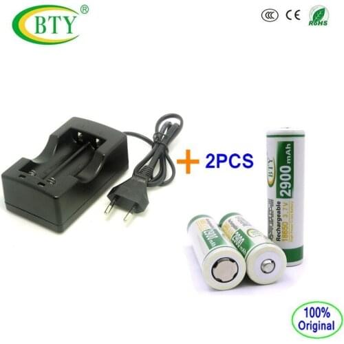 BTY 2* 18650 battery INR 18650 29E 2900 mAh 3.7V 18650 rechargeable Battery and Battery EU Charger