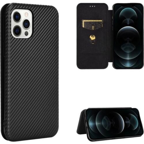Magnetic Carbon Fiber Flip Leather Wallet Case For iPhone 13 11 12 Pro Max Mini XS Max XR 8 7 Plus SE2 Holder Walle Phone Case