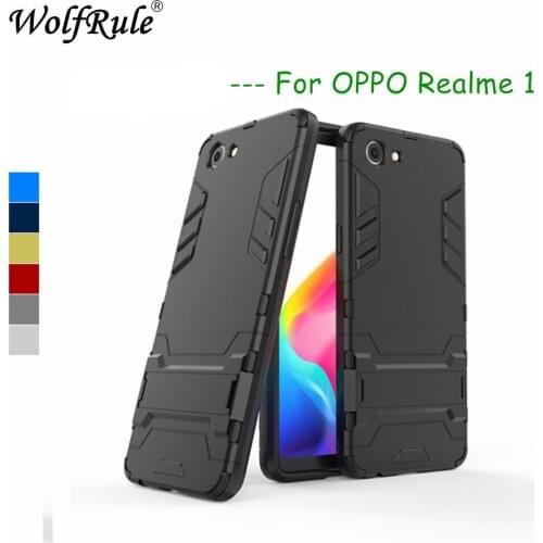 WolfRule Case OPPO Realme 1 Cover Rubber + Hard Plastic Kickstand Back Case For OPPO Realme 1 Phone Fundas Realme 1 6.0"