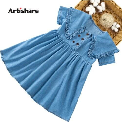 Dress For Girls Casual Girl Child Dress Summer Denim Dress For Kids Teenage Girls Costumes Kids 6 8 10 12 14