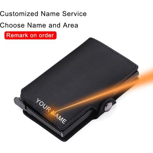 DIQNEI Rfid Credit Card Holder Genuine Leather Aluminium Metal Airtag Men Wallets Anti-theft Business Bank id Cardholder Case