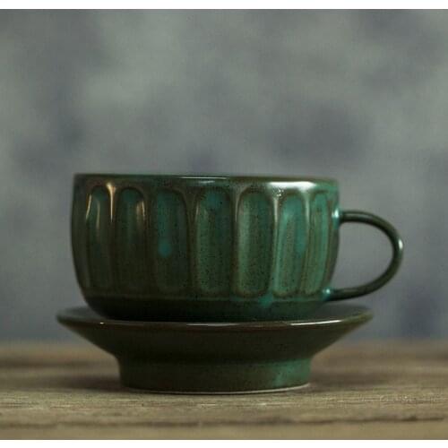 European Handmade Ceramic coffee cup and saucer Vintage Roman Columns Pottery Coffee Cup Set Milk tea cup espresso cups For Gift