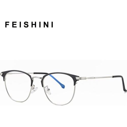 Feishini High Quality UV Anti Blue Light Glasses Men Filter Reduces Computer Business Eyewear Women Oval Blocking Rays Radiation