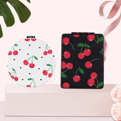 Fruit Makeup Mirror with Double Sides for Cool Lady Folding Magnifying Portable Travel Compact Pocket Cosmetic Vanity Mirrors