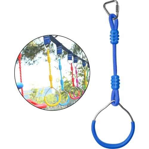 Swing Bar Gymnastic Rings Colorful Backyard Outdoor Ninja Obstacle Ring Playground Play Climbing Rings for Kids