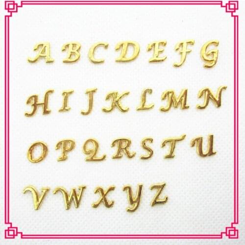 Hot selling 130pcs/lot gold alphabet letters floating charms living glass floating memory charms(A-Z 26designs per 5 pcs)
