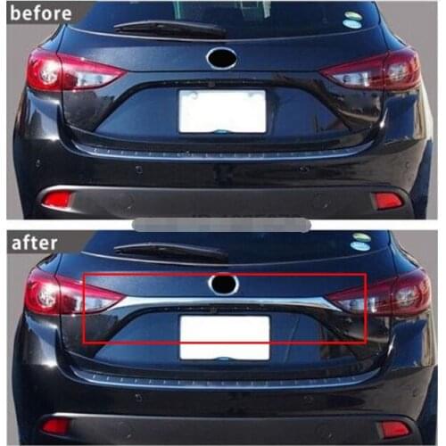 HOT ACCESSORIES FIT FOR MAZDA 3 AXELA 2014-2016 HATCHBACK CHROME REAR BOOT DOOR TRUNK LID COVER GARNISH TAILGATE TRIM MOLDING