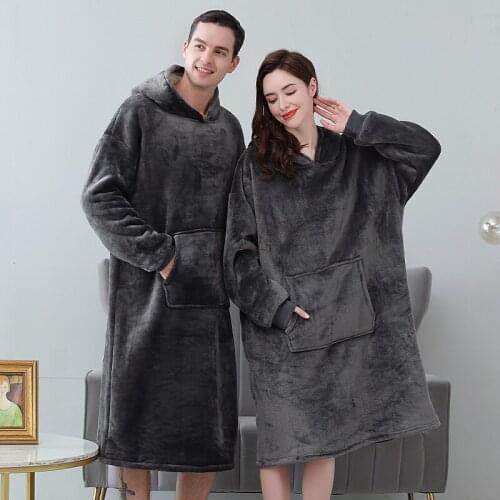 Lovers Bathrobe Soft Thickened Hooded Robe Winter New Flannel Sleeprobe Men Robes Women Coral Fleece Warm Nightgown Dressinggown