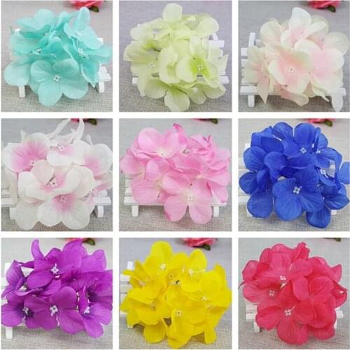 Aisound 200pcs Hydrangea Head Artificial Silk Flowers For Wedding Decoration DIY Handmade Floral Crafts Supplies Flories