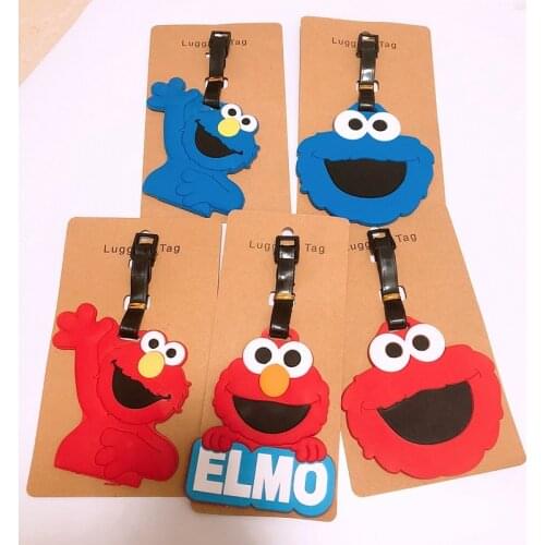 IVYYE 1PCS Sesame street Elmo Cookie Anime Luggage Tag Accessories Suitcase Portable Tags Holder Baggage Travel Labels New