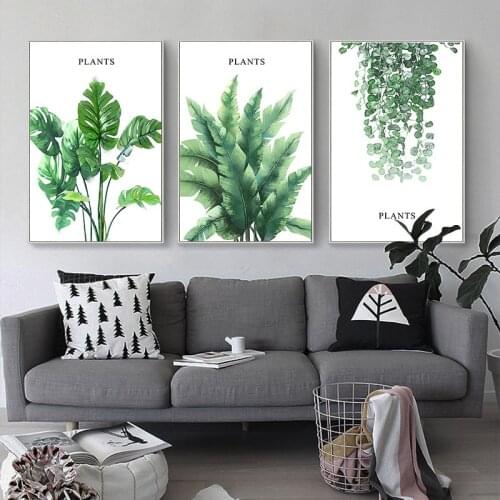 Leaves Green Plant Picture Home Decor Print Poster Nordic Canvas Painting Living Room Bedroom Wall Picture Art Decor Painting