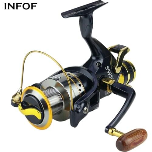 INFOF SW Fishing Spinning Reel with Front Rear Drag 5.2:1 9+1BB 5000/6000 Trolling Carp Reel Metal Spoon Double Brake