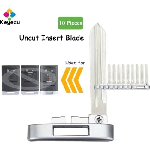 KEYECU 10 Pieces Smart Remote Key Uncut Insert Emergency Blank Blade Fob for Cadillac XLR CTS STS for Chevrolet Corvette 2008-15