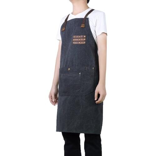 Adult Vintage Overalls, Waterproof Apron with Cross-back Straps Front Pockets for Carpenter Painter
