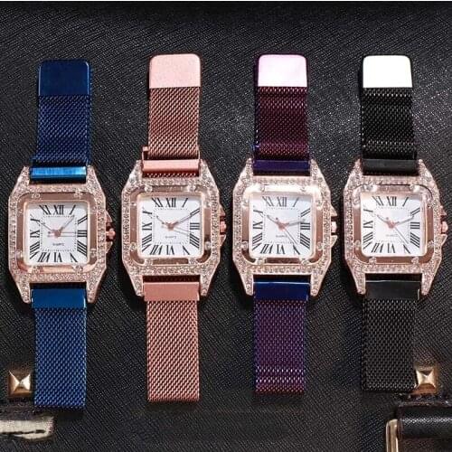 Best Selling 2021 Luxury Fashion Stainless Steel Brand Watch Women Fashion Simple Quartz Crystal Rose Gold Women Watches Dress