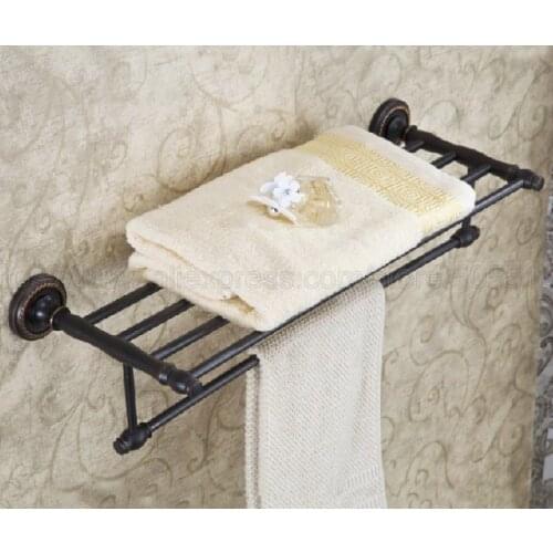 Oil Rubbed Bronze bathroom towel shelf Fixed Bath Towel Holder Bath Shelves Towel Rail bathroom double towel shelf zba210